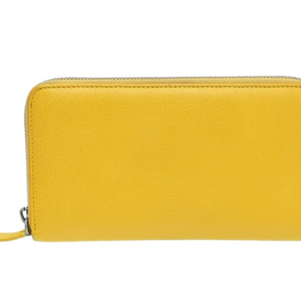NWT Designer Burberry Zip Around Travel Yellow Leather Wallet